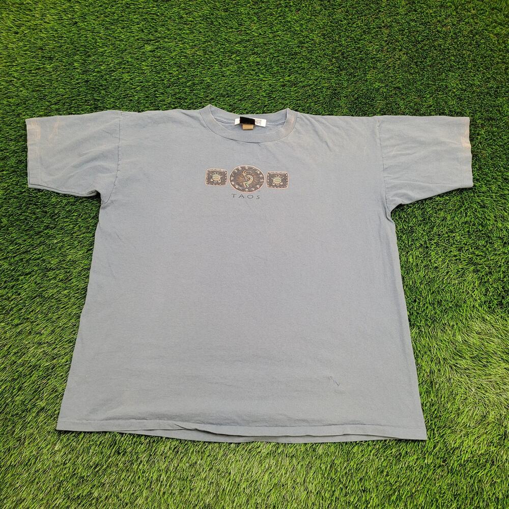 Vintage Taos Kokopelli Shirt 2XL 26x29 Faded Blue
